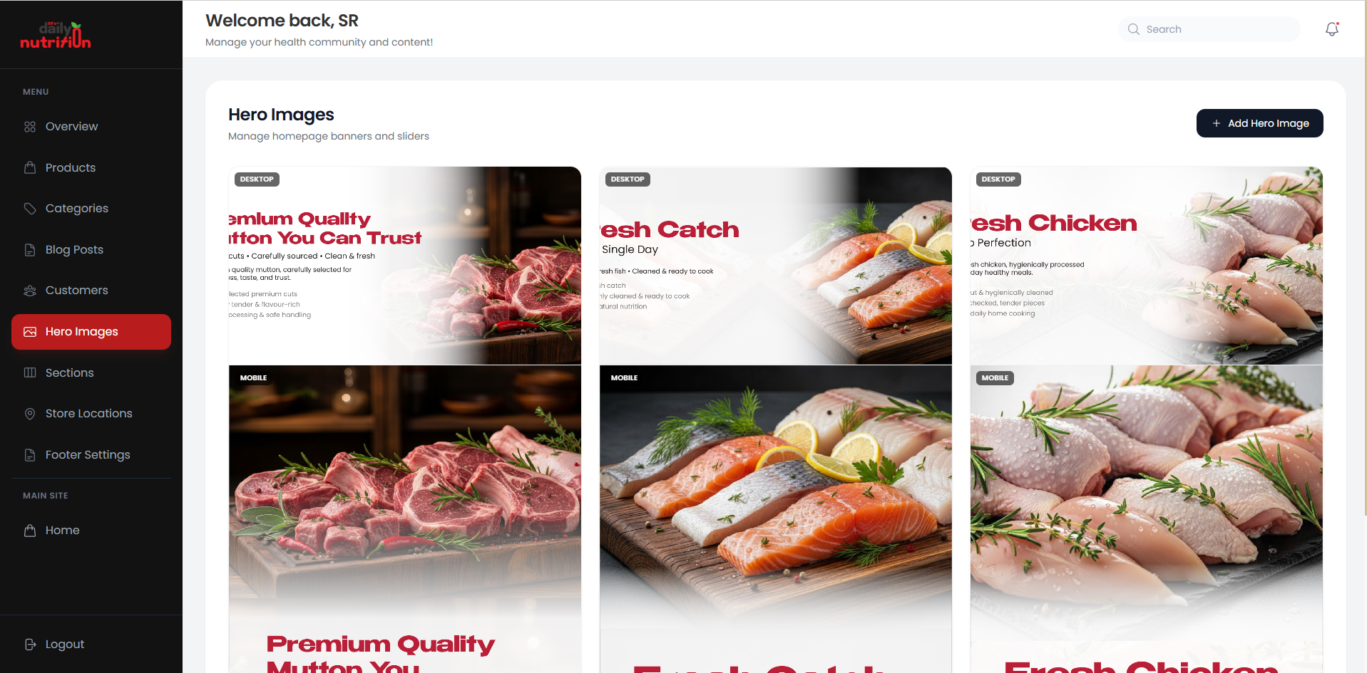 Dynamic Hero Section Management